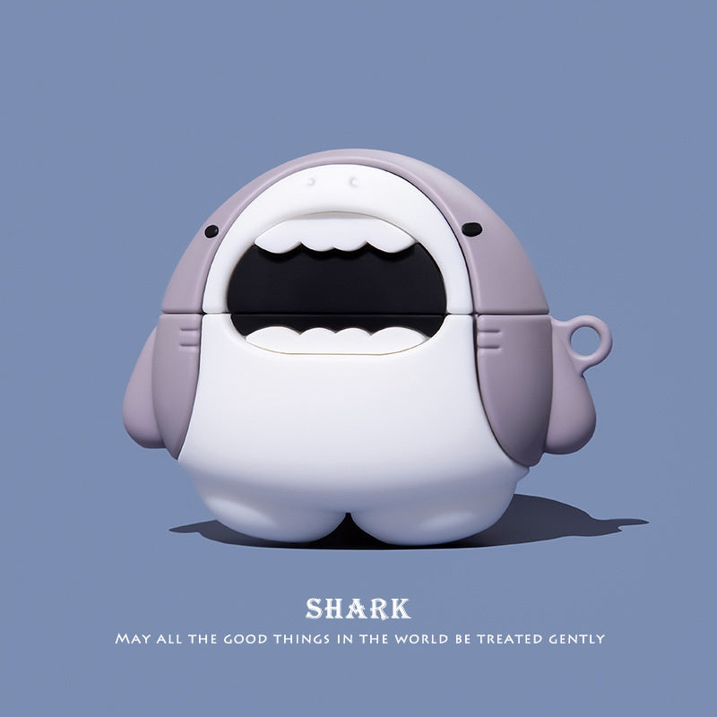 Earphone Sleeves Protective Shell Second Generation Airpods23pro Raincoat Shark Cute Cartoon