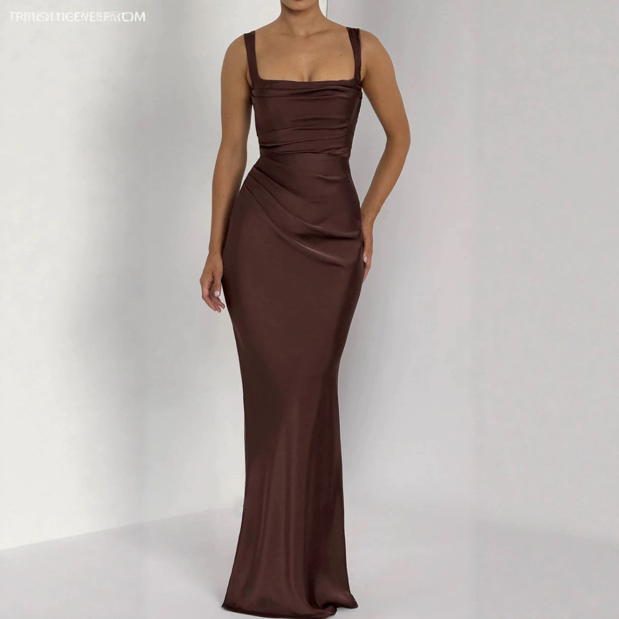 Sleeveless Sling Maxi Dress - Elegant High-Waist Design