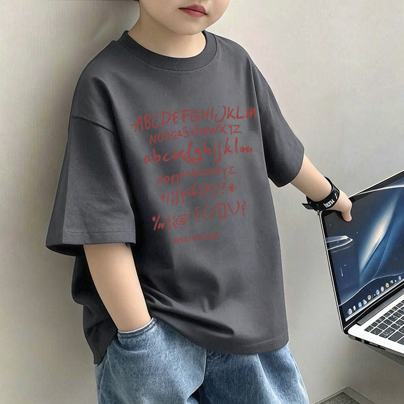 Children's Letter Print Short Sleeve T-Shirt