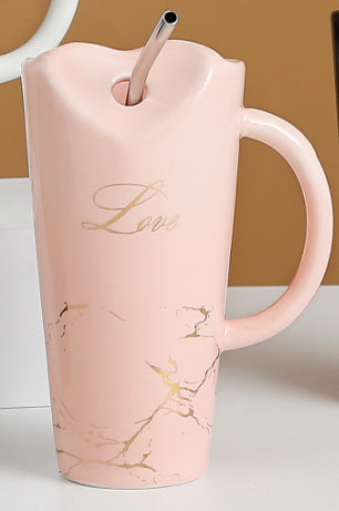 Heart-Shaped Couple Ceramic Mug 480ml — High-Temperature Resistant | 4 Colours