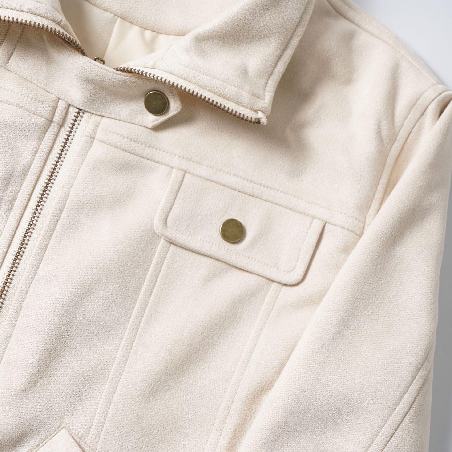 Stand collar windproof suede jacket for women