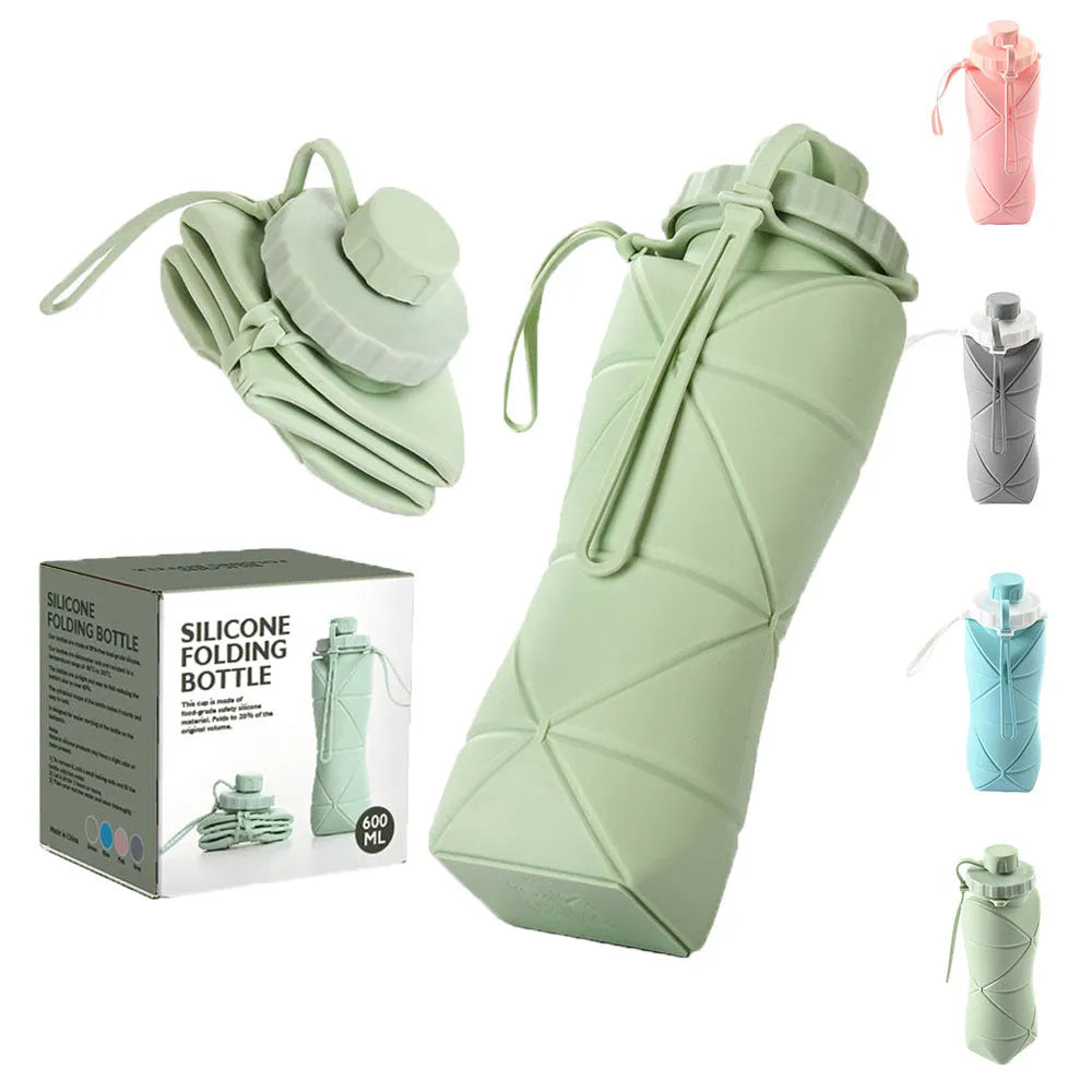 600ml Folding Silicone Water Bottle Sports Water Bottle Outdoor Travel Portable Water Cup Running Riding Camping Hiking Kettle - Bellarte Enchanté 600ml Folding Silicone Water Bottle Sports Water Bottle Outdoor Travel Portable Water Cup Running Riding Camping Hiking Kettle