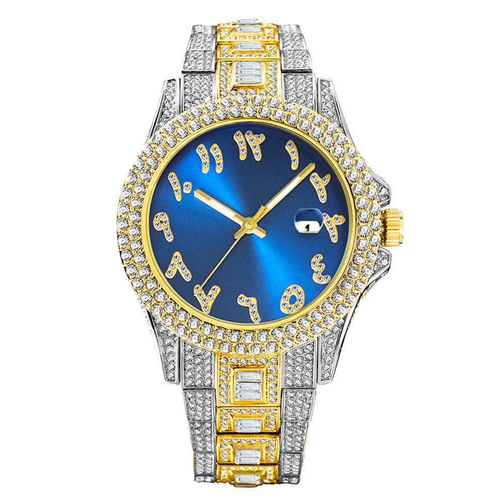 American Full Diamond Business Men's Women Waterproof Quartz Watch