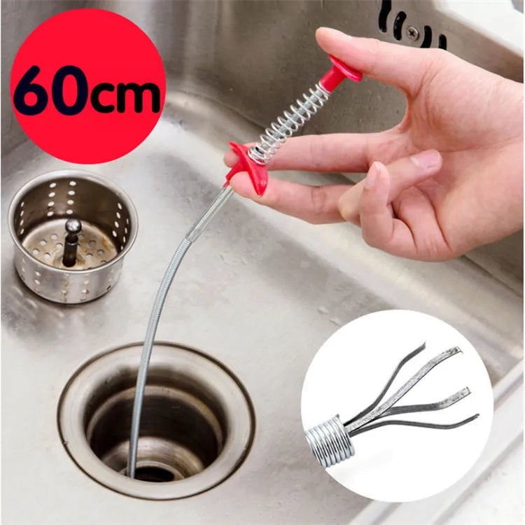 60CM Sewer Dredger Spring Pipe Dredging Tool Household Hair Cleaner Drain Clog Remover Cleaning Tools Household For Kitchen Sink Kitchen Gadgets - Bellarte Enchanté 60CM Sewer Dredger Spring Pipe Dredging Tool Household Hair Cleaner Drain Clog Remover Cleaning Tools Household For Kitchen Sink Kitchen Gadgets