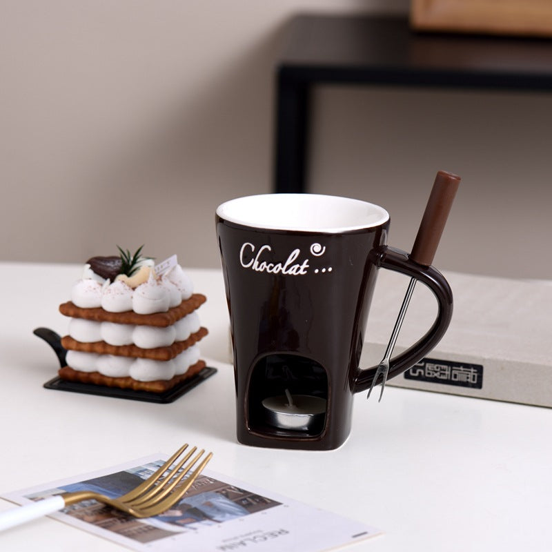 Ceramic Chocolate Hot Pot Stove Ice Cream Hot Pot Cup