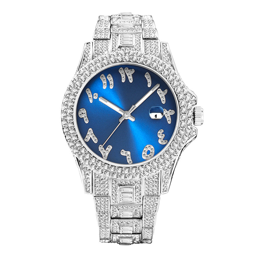 American Full Diamond Business Men's Women Waterproof Quartz Watch
