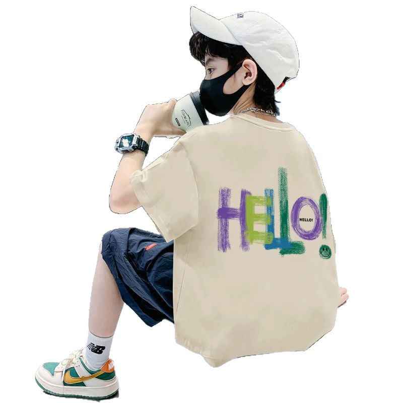 Letter Print Kids Boy Short Sleeve T-Shirt Children Baby Half Sleeve Top Toddler