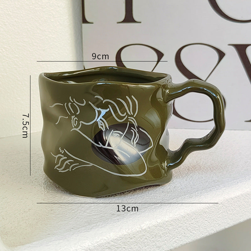 Creative, High-end Mug With Textured, Hand-painted Design