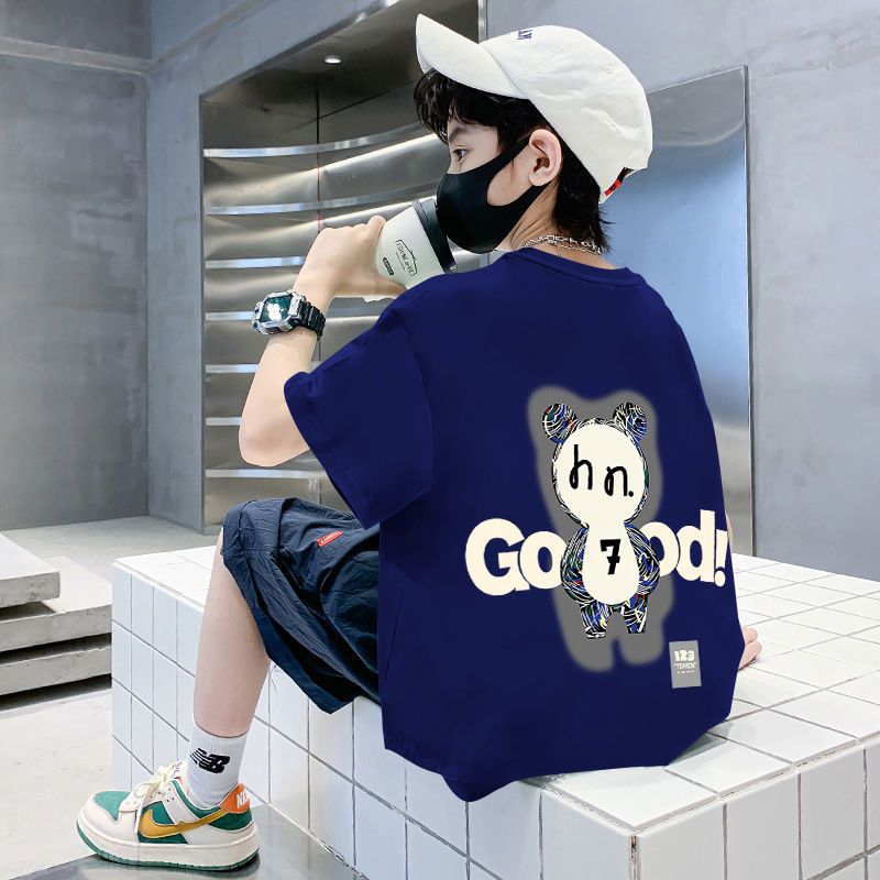 Kids' Boys Short Sleeve T-Shirt Front and Back Print  Children's Baby Half Sleeve Top for Medium to Big Kids