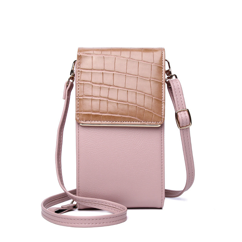 One-shoulder Oblique Cross-covered Mini Stone Grain Coin Purse