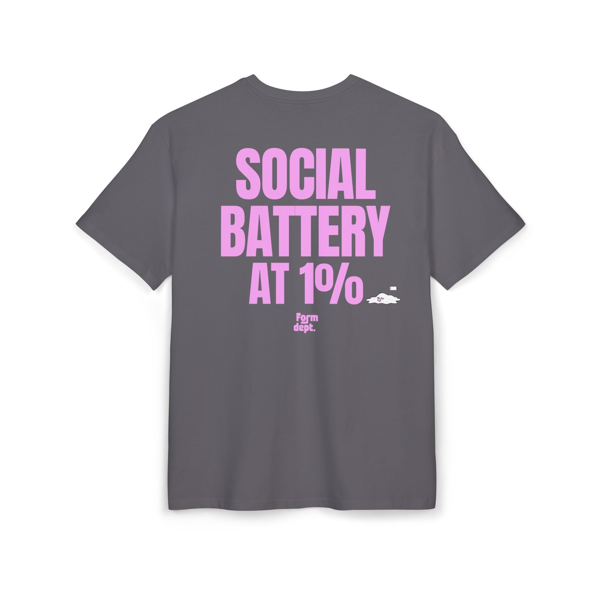 Unisex Social Battery at 1% Oversized Tee Funny T-Shirt Oversized