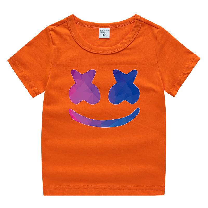 Cotton short sleeved round neck