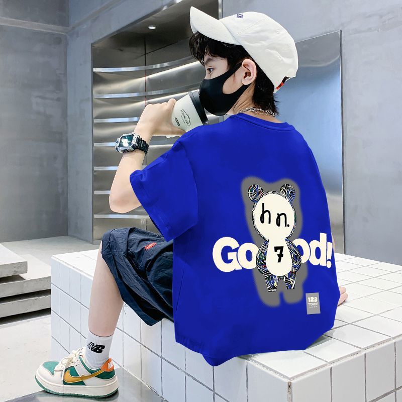Kids' Boys Short Sleeve T-Shirt Front and Back Print  Children's Baby Half Sleeve Top for Medium to Big Kids