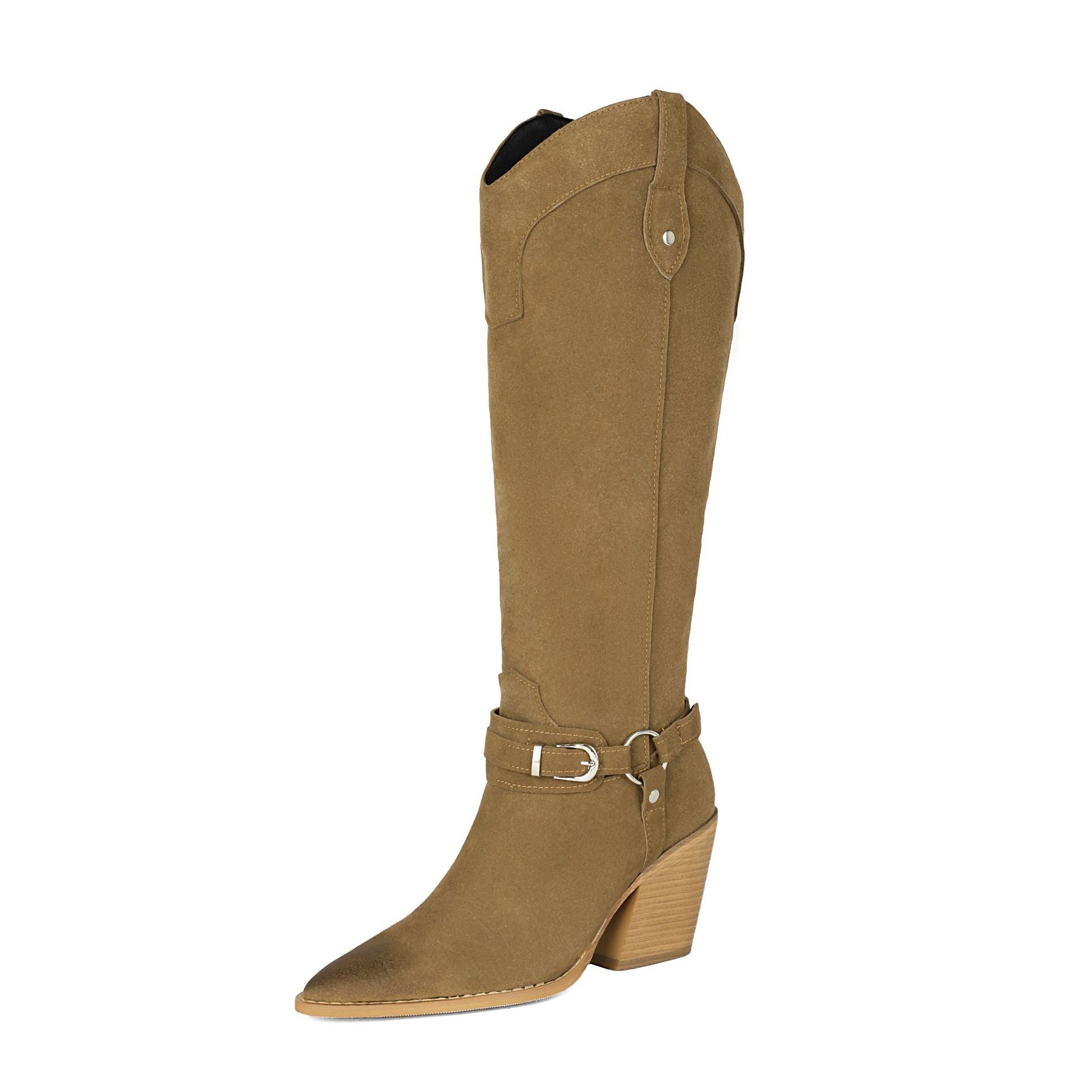 High heels, thick heels, women's boots, high boots, western boots