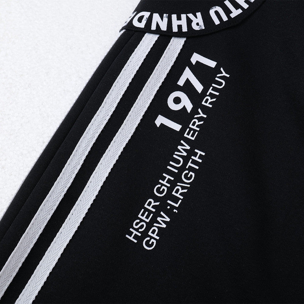 Splicing three stripes on the side of the bar loose wide leg pants