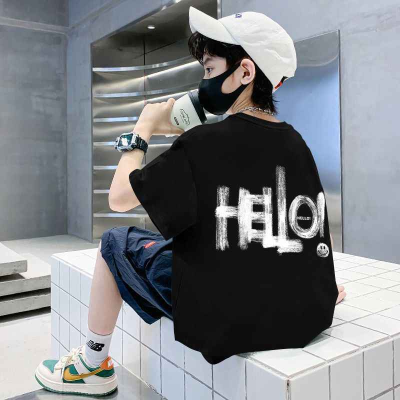 Letter Print Kids Boy Short Sleeve T-Shirt Children Baby Half Sleeve Top Toddler