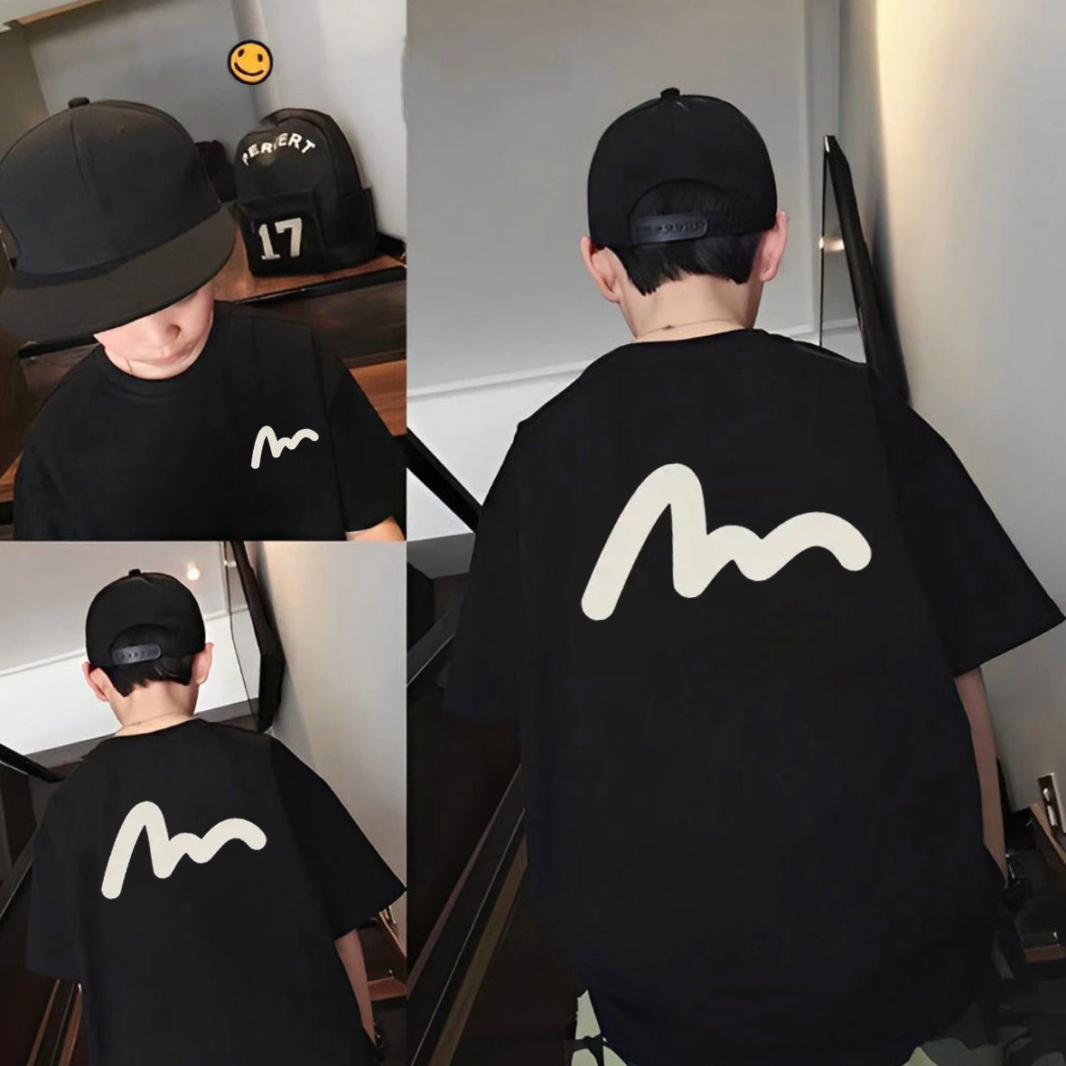 Children's Short Sleeve T-Shirt Pure Boy's Single Piece