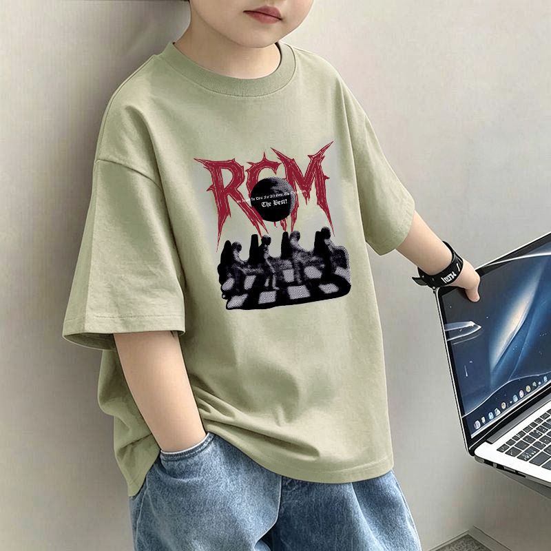 Boys' Letter Print T-Shirt – Casual Short Sleeve Cotton Tee for Kids | 120–170