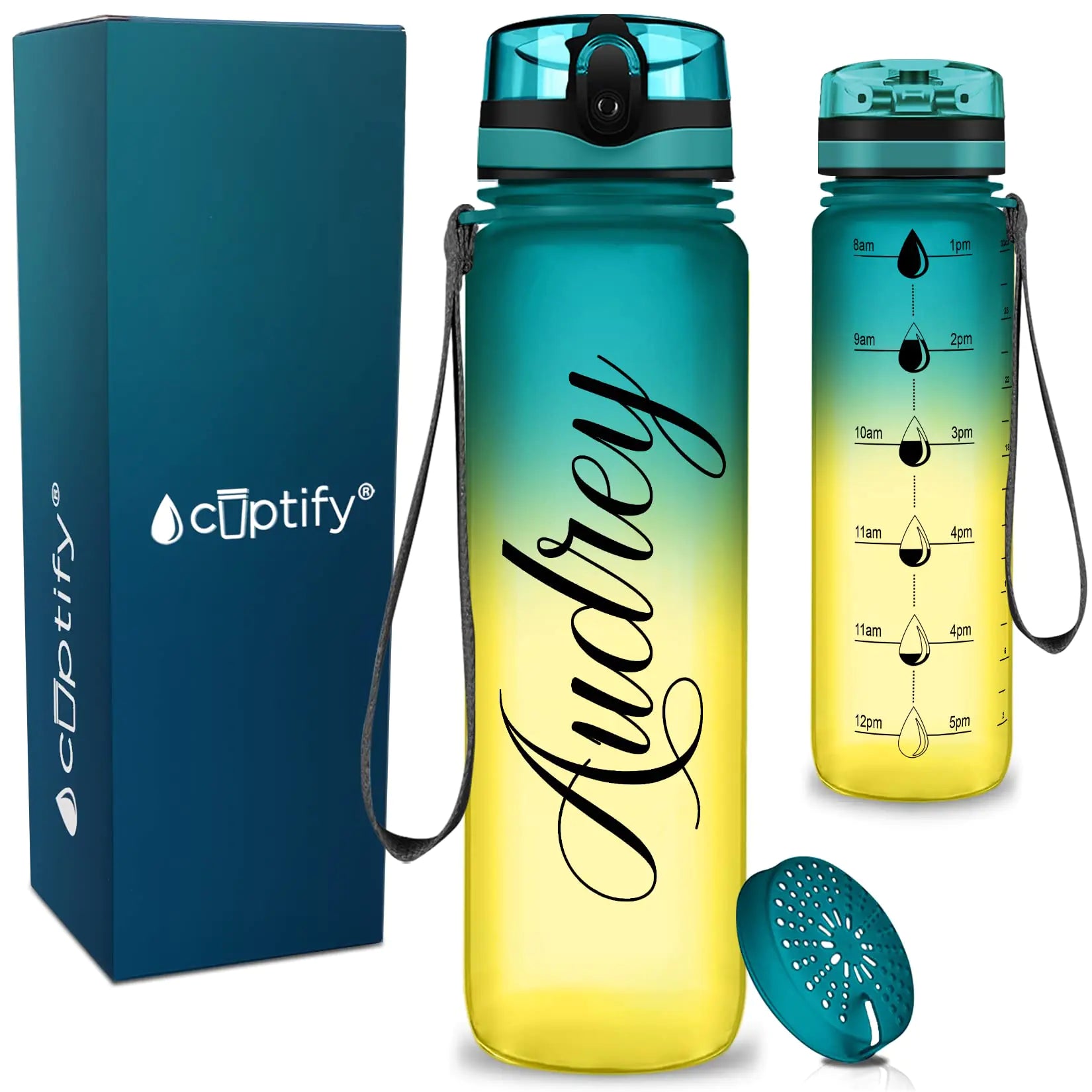 Cuptify Personalized Water Bottle Tropical Ombre 32 oz