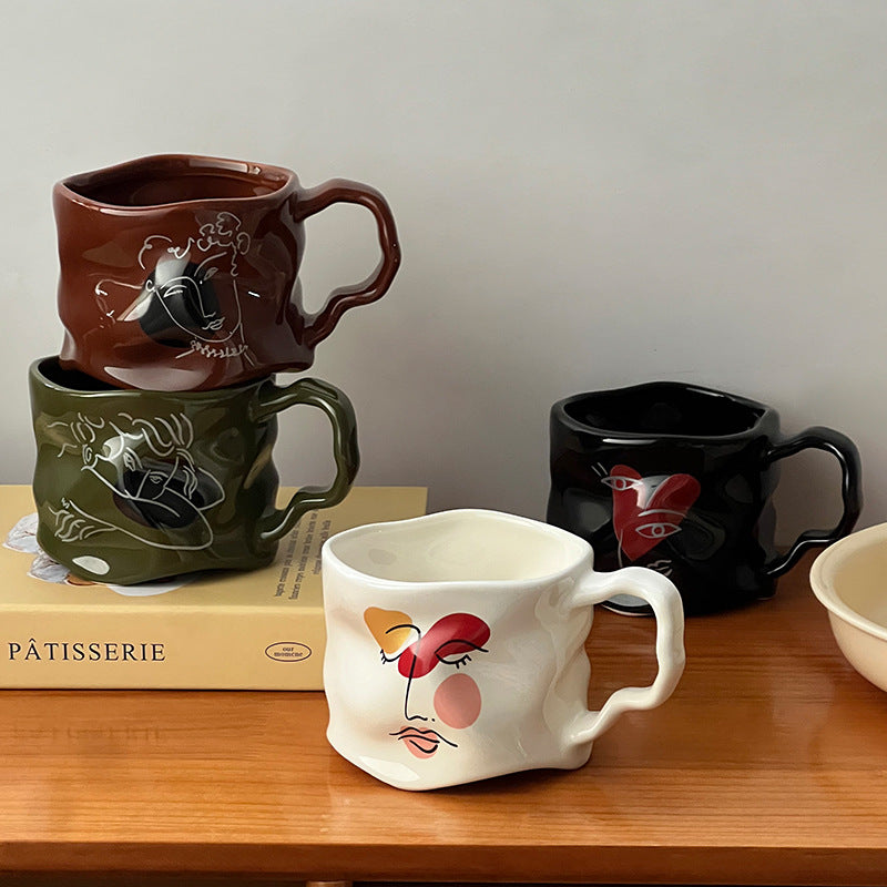 Creative, High-end Mug With Textured, Hand-painted Design