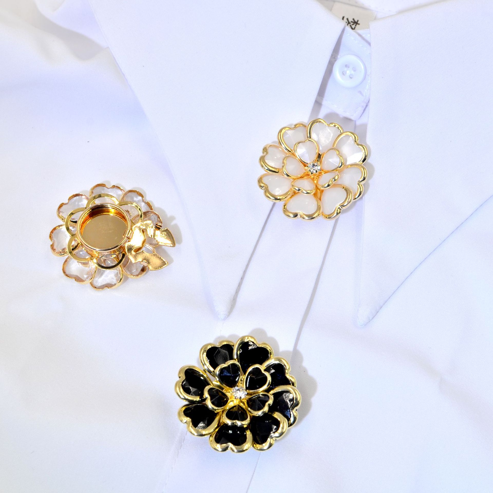 Best-selling Shirt Buttons Drop Oil Flower Bronze Diamond Buttons Set Brooch Buttons