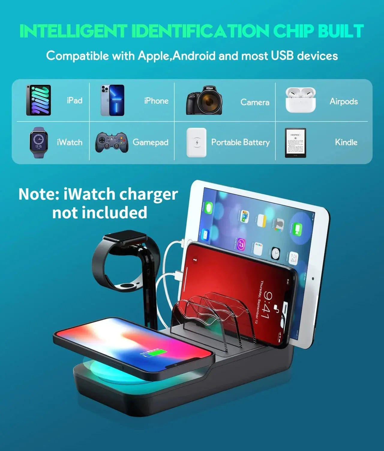 70W Charging Station For Multiple Devices, 5 In 1 - Bellarte Enchanté 70W Charging Station For Multiple Devices, 5 In 1