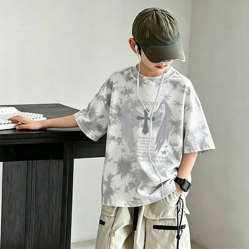 Children's Short Sleeve T-Shirt Loose Half Sleeve Casual Kids Clothes for Boys