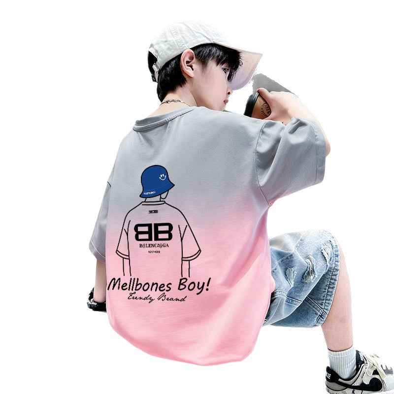 Boy's Short Sleeve T-Shirt, Big Kids, Loose Fit for Boys