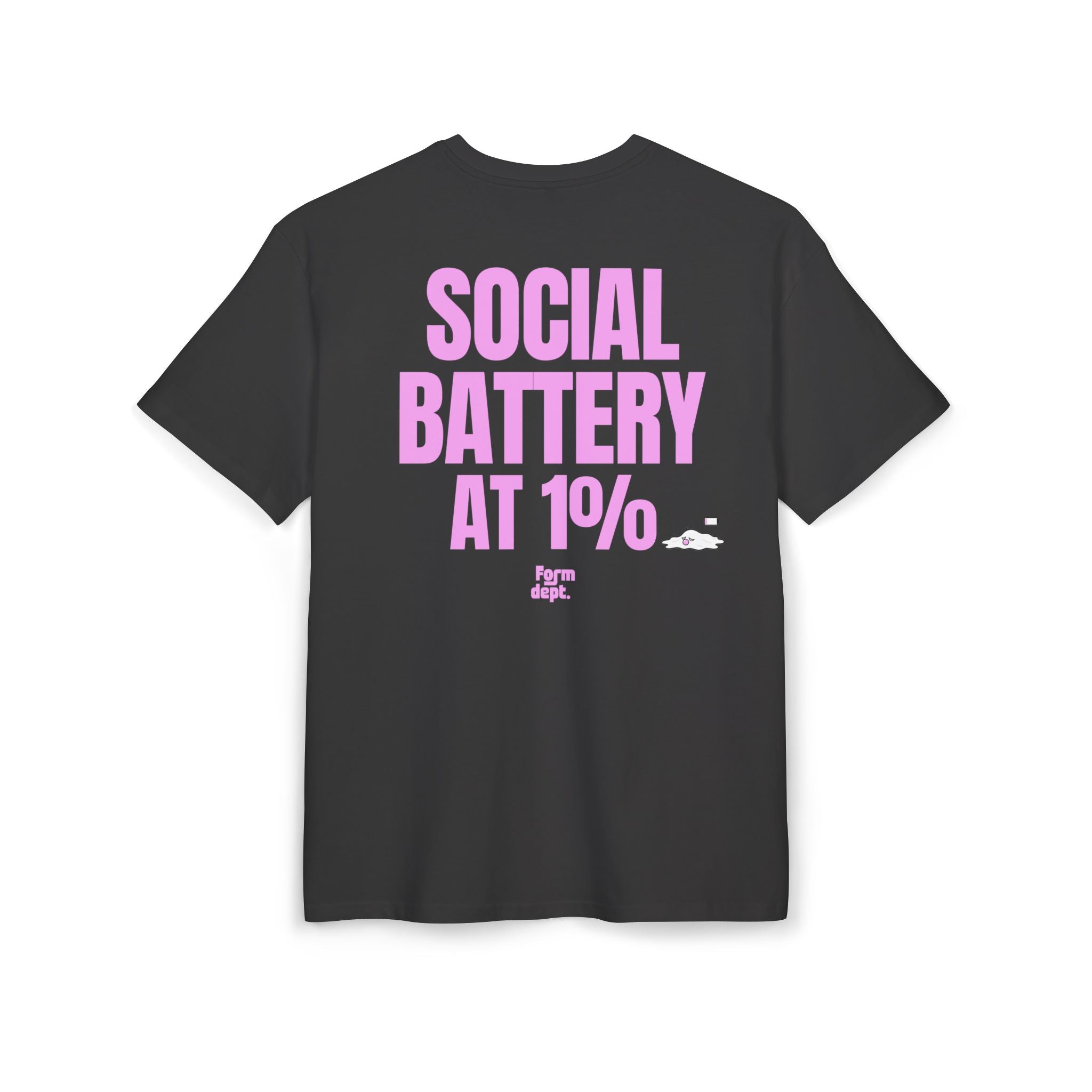 Unisex Social Battery at 1% Oversized Tee Funny T-Shirt Oversized