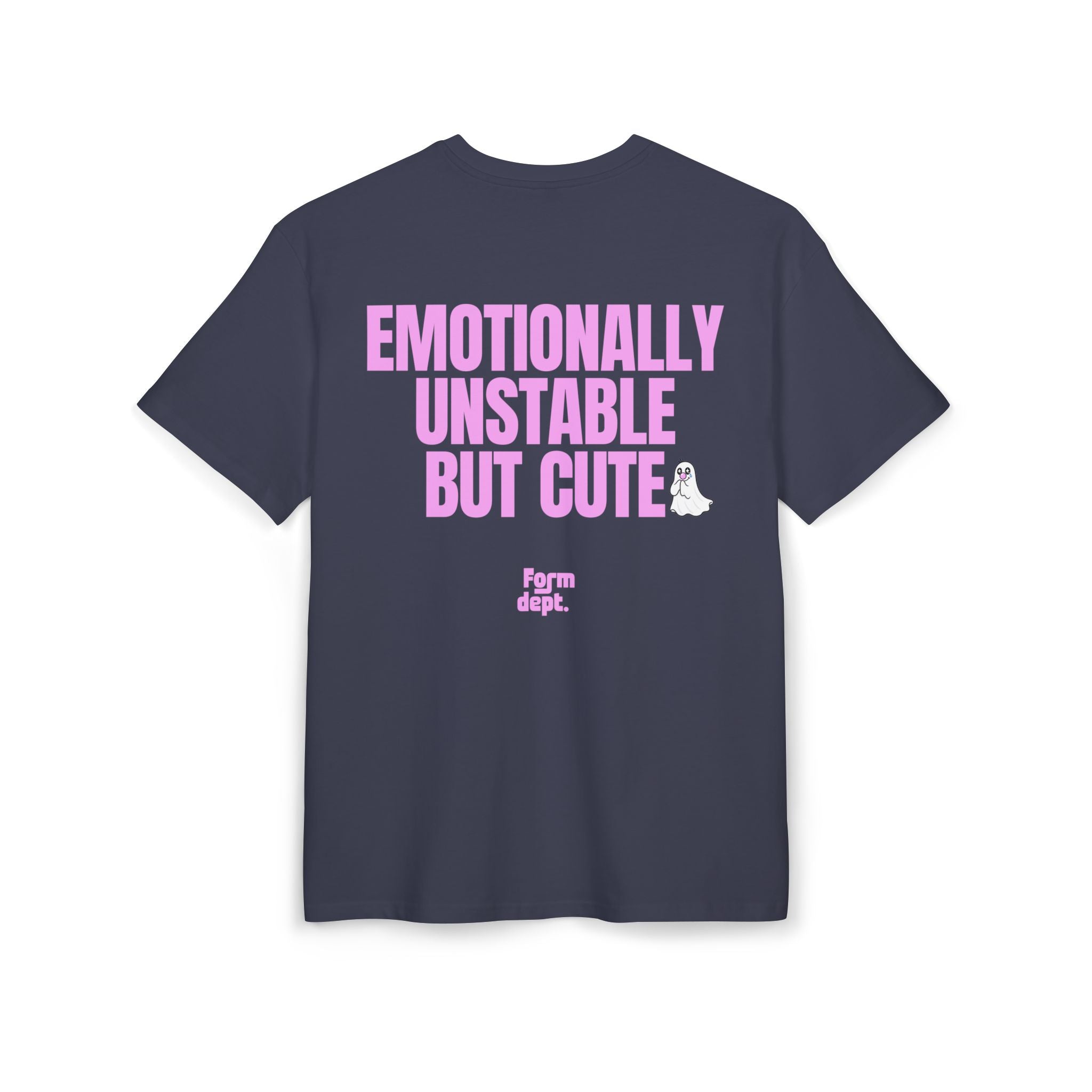 Camiseta oversize unisex «Emotionally Unstable But Cute» – estampado rosa
