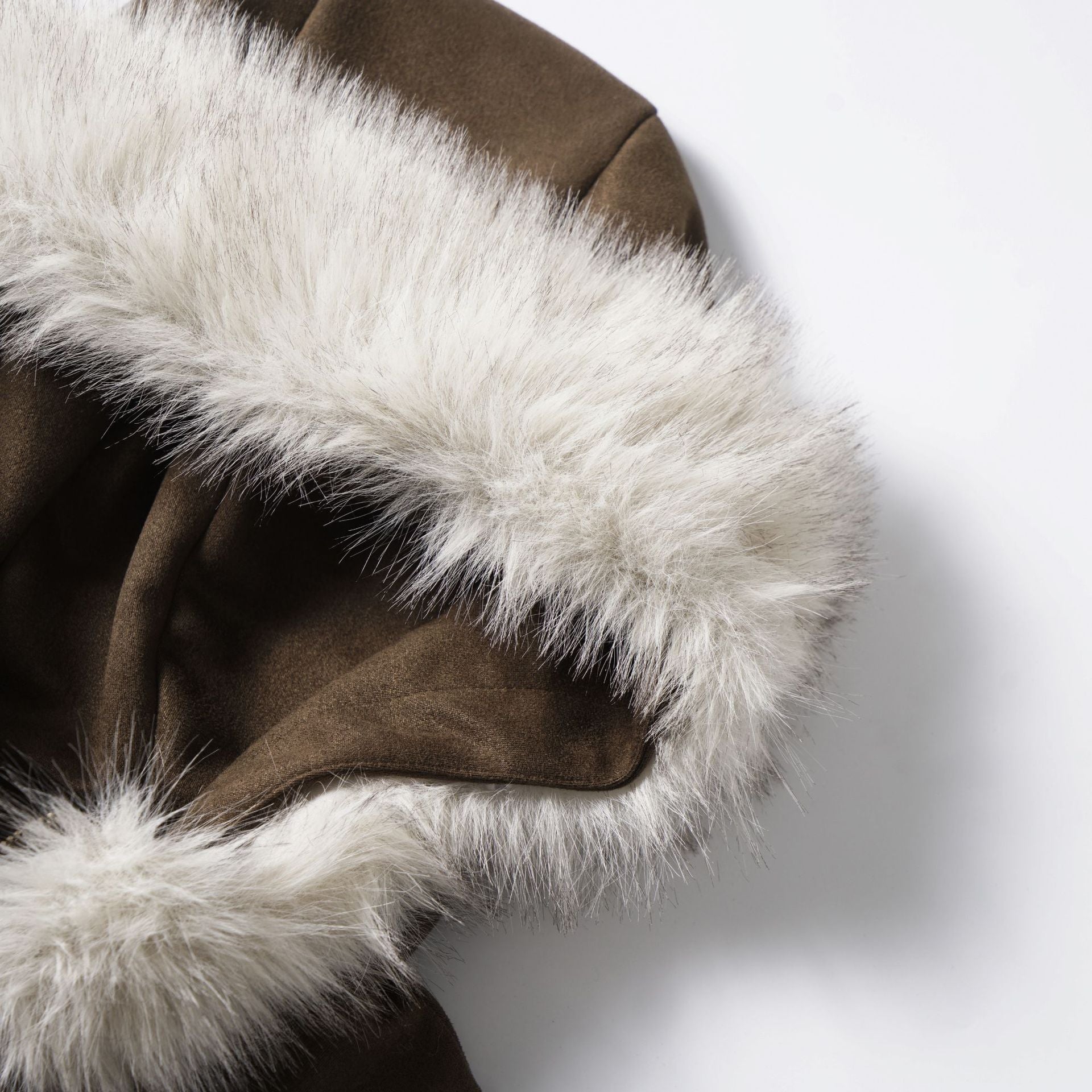 Retro mountain carved fur collar suede hooded jacket for women