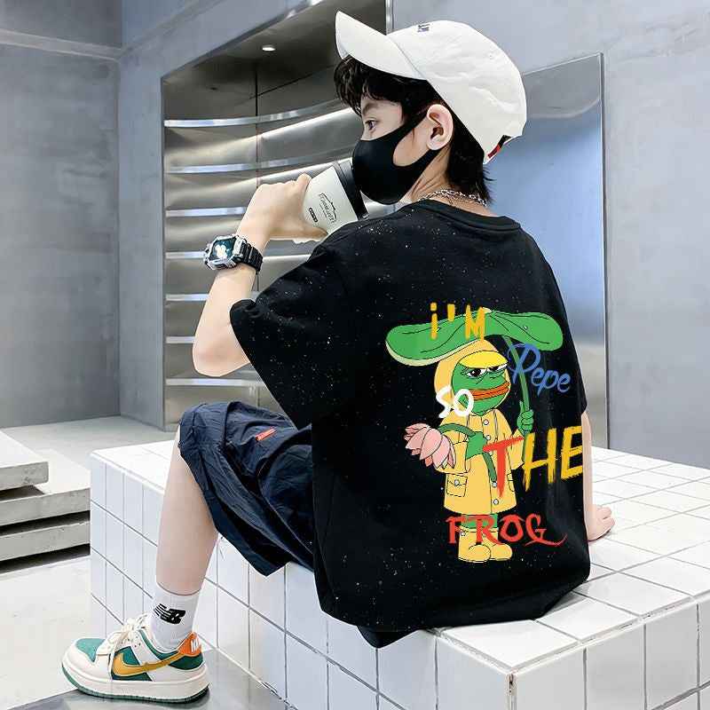 Children's Pure Short Sleeve T-Shirt Boys Top Medium to Large Kids
