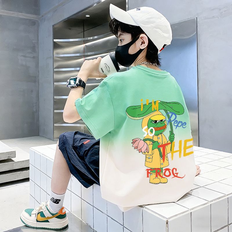 Children's Pure Short Sleeve T-Shirt Boys Top Medium to Large Kids
