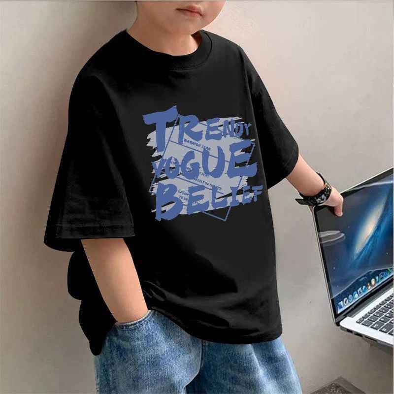 Children's Letter Print Short Sleeve T-Shirt