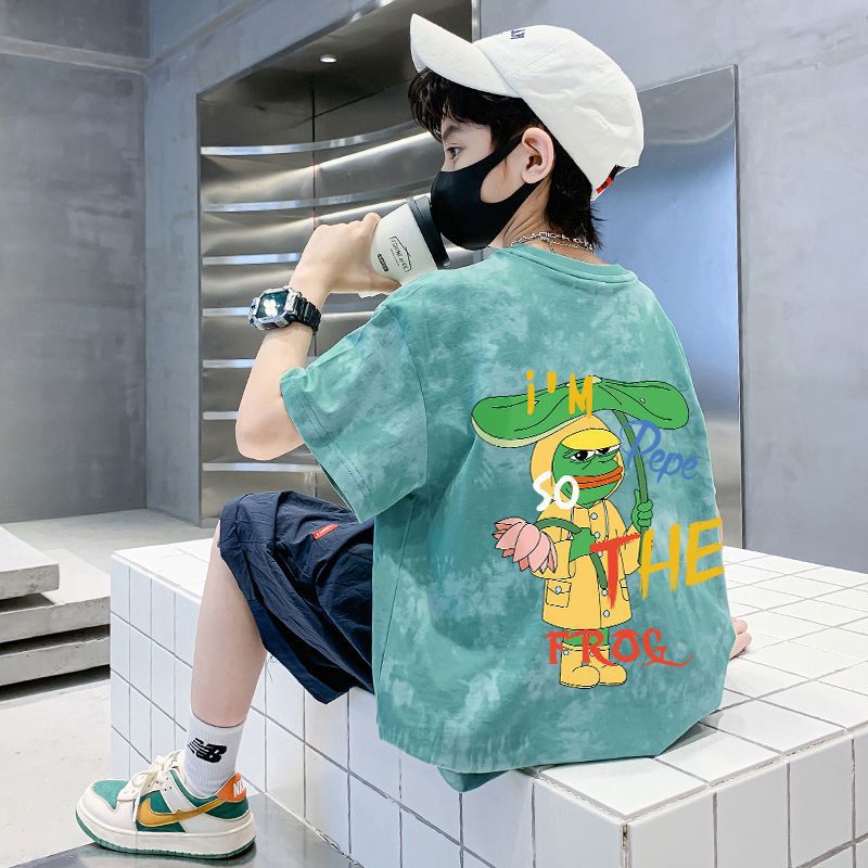 Children's Pure Short Sleeve T-Shirt Boys Top Medium to Large Kids