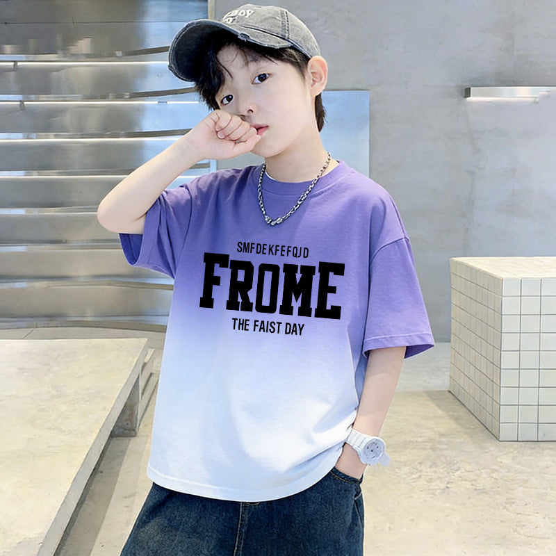 Boys' "FROME" Graphic Print T-Shirt – Loose Fit Short Sleeve Tee for Kids | 120–170