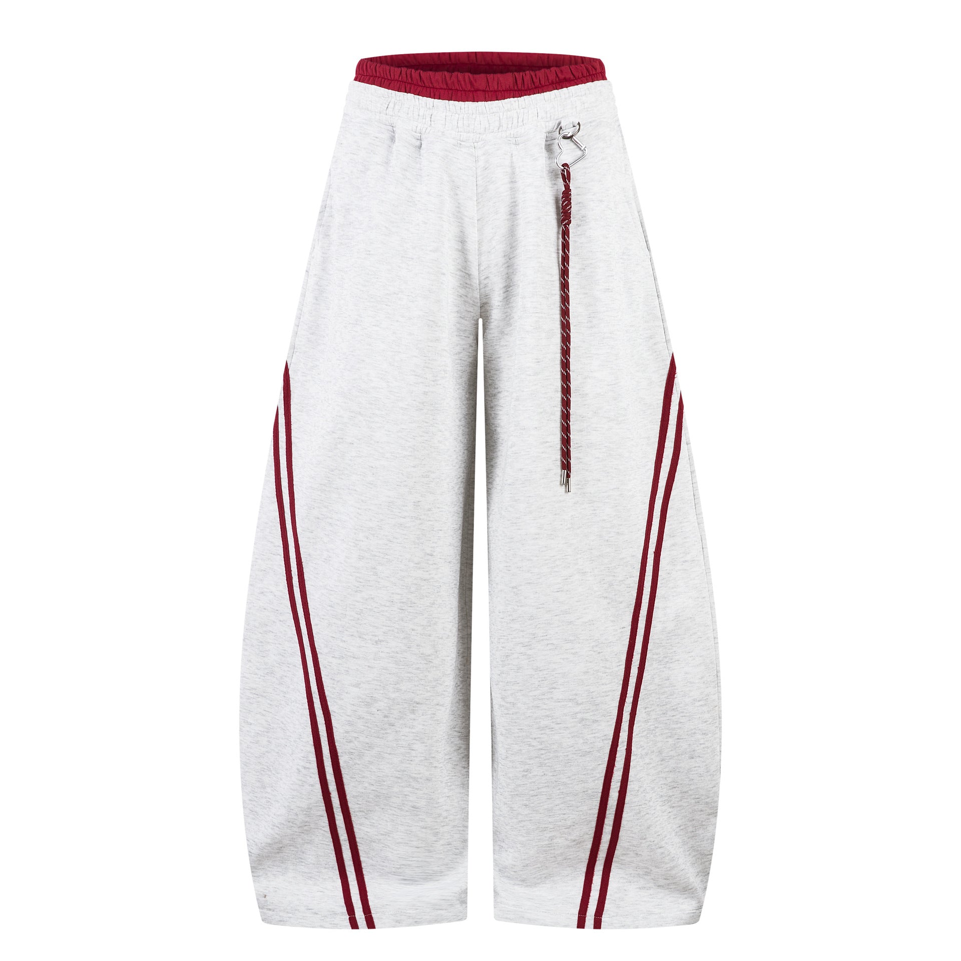 Stripe contrasting splicing double-layer curved knife casual pants