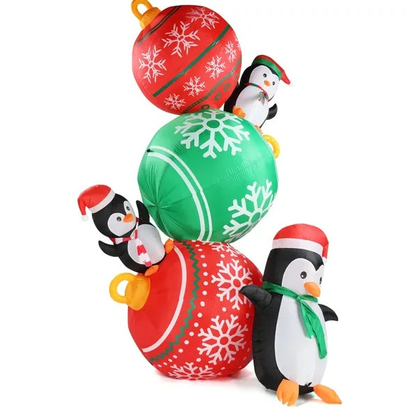 8.9 FT Lighted Christmas Inflatable Decoration, Inflatable Christmas Balls And Penguins, Funny Blow Up Yard Decorations With Built-in LED Lights For Holiday Party Front Yard Lawn Garden Decor - Bellarte Enchanté 8.9 FT Lighted Christmas Inflatable Decoration, Inflatable Christmas Balls And Penguins, Funny Blow Up Yard Decorations With Built-in LED Lights For Holiday Party Front Yard Lawn Garden Decor