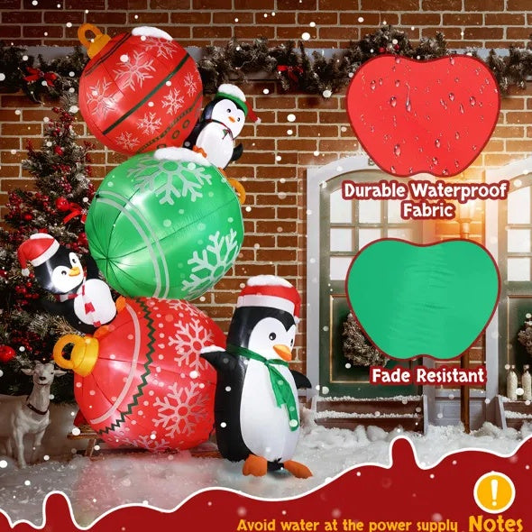 8.9 FT Lighted Christmas Inflatable Decoration, Inflatable Christmas Balls And Penguins, Funny Blow Up Yard Decorations With Built-in LED Lights For Holiday Party Front Yard Lawn Garden Decor - Bellarte Enchanté 8.9 FT Lighted Christmas Inflatable Decoration, Inflatable Christmas Balls And Penguins, Funny Blow Up Yard Decorations With Built-in LED Lights For Holiday Party Front Yard Lawn Garden Decor
