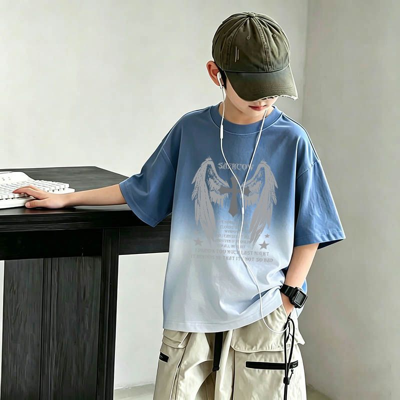 Children's Short Sleeve T-Shirt Loose Half Sleeve Casual Kids Clothes for Boys