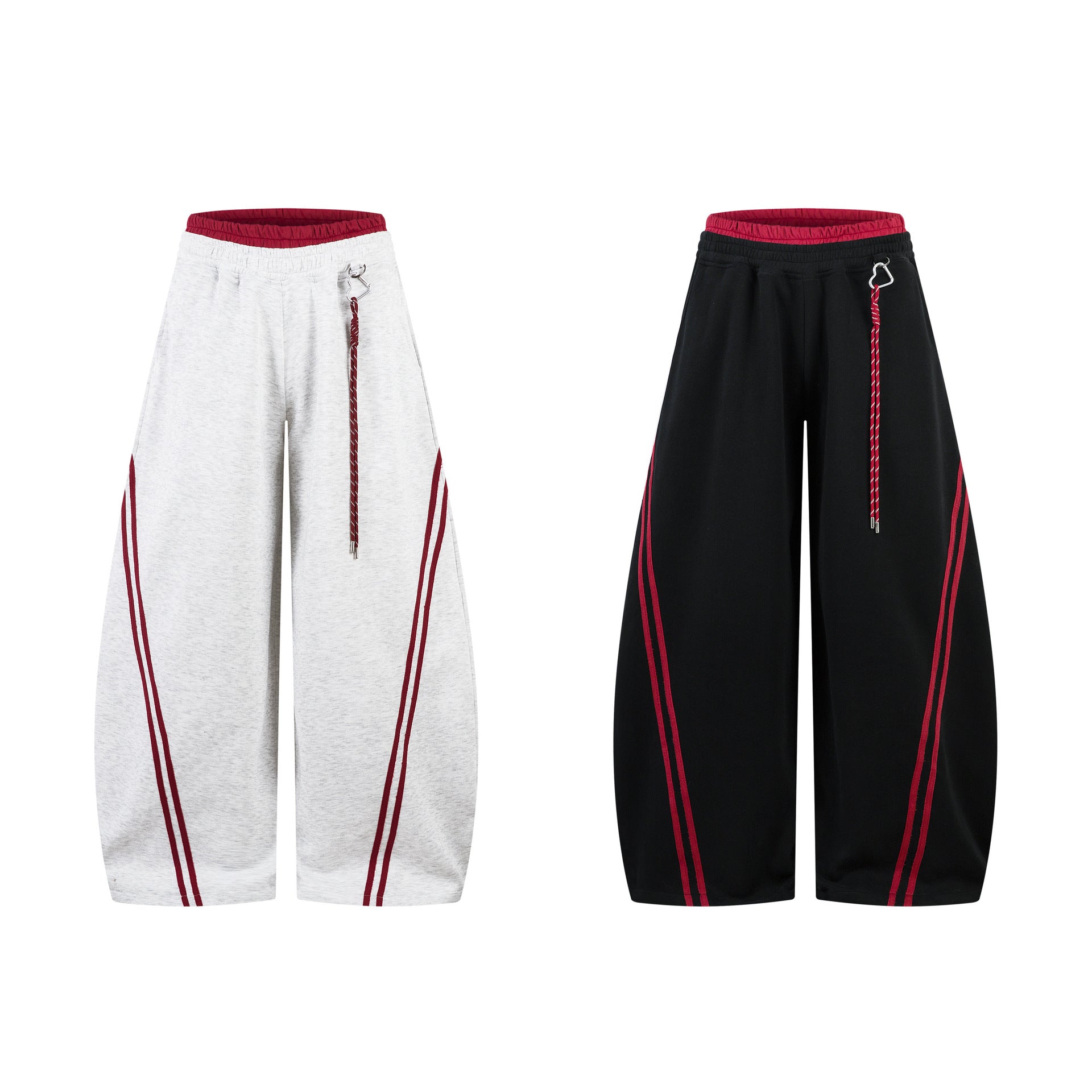 Stripe contrasting splicing double-layer curved knife casual pants