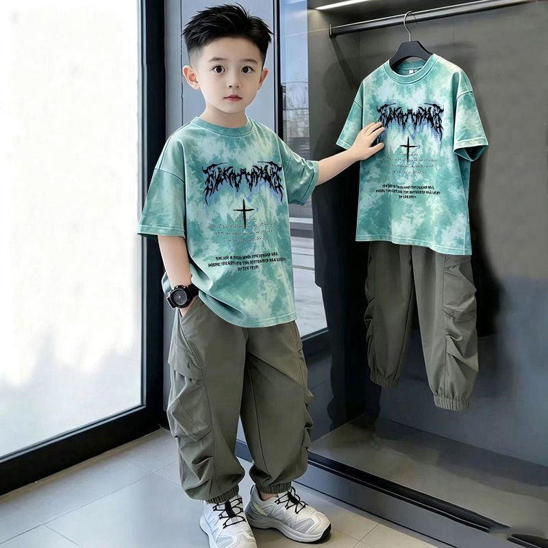 Casual Loose Printed Short Sleeve Letter T-Shirt for Kids