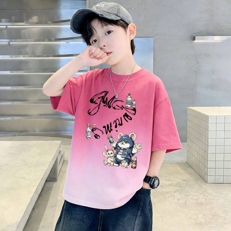 Kids' Short Sleeve T-Shirt Dyeing Half Sleeve Trendy Children's Clothing Top