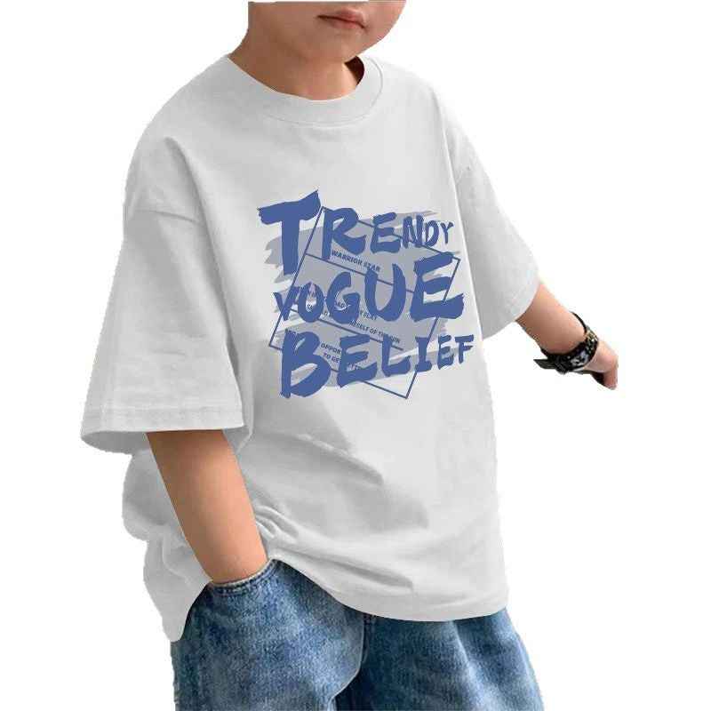 Children's Letter Print Short Sleeve T-Shirt