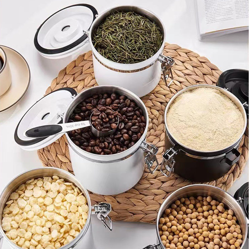 Stainless Steel Coffee Beans Sealed Jar Vacuum Storage Container Large Capacity Grains Tea Nut Snack Keep F Resh Storage Jar