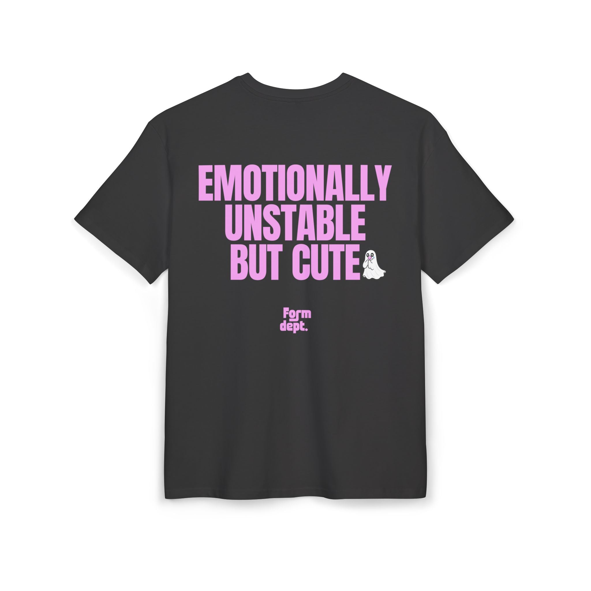 Camiseta oversize unisex «Emotionally Unstable But Cute» – estampado rosa