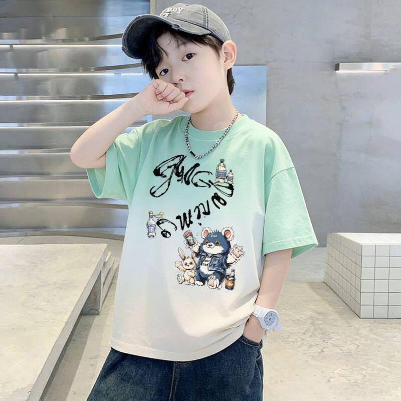 Kids' Short Sleeve T-Shirt Dyeing Half Sleeve Trendy Children's Clothing Top