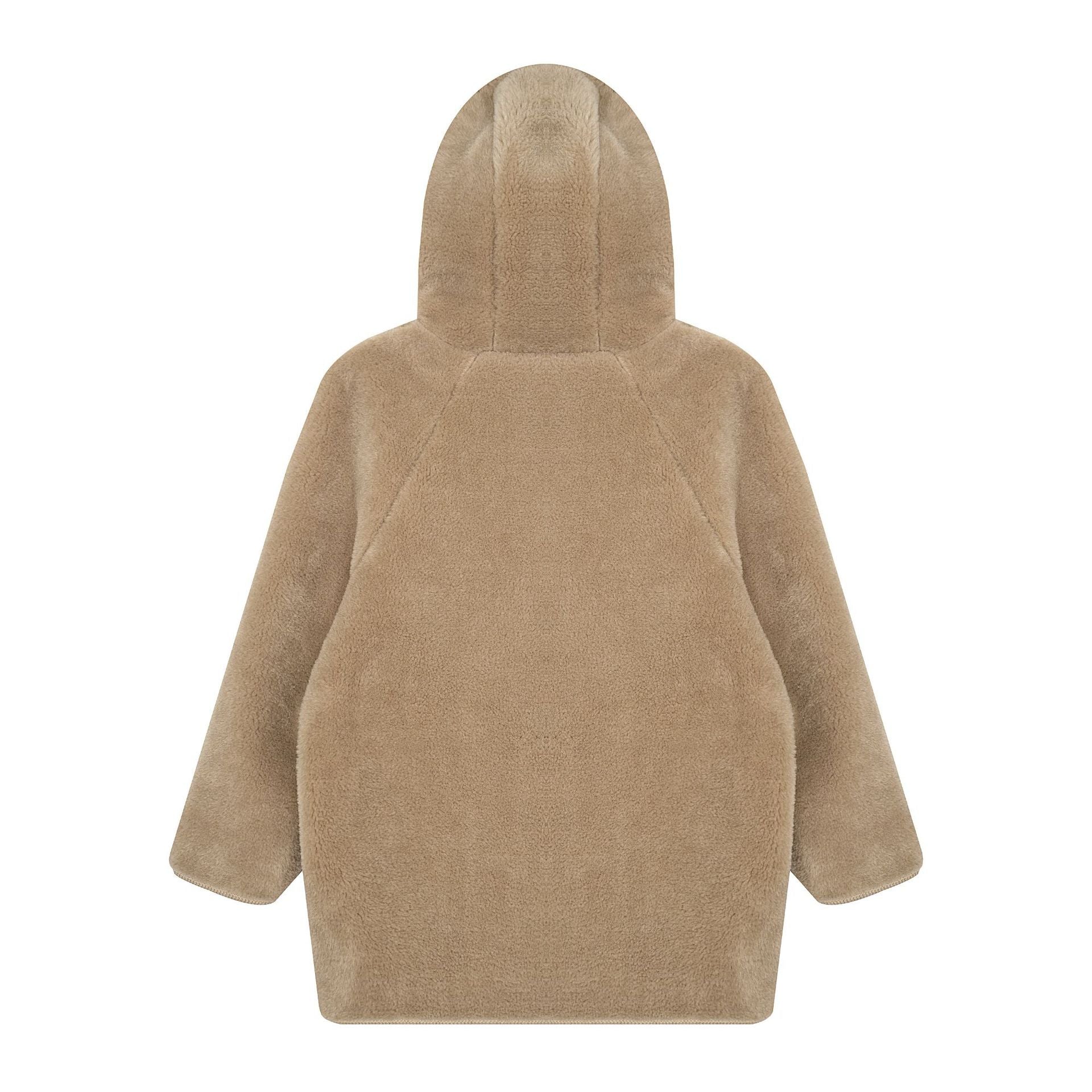Plush soft and sticky faux fur hooded jacket