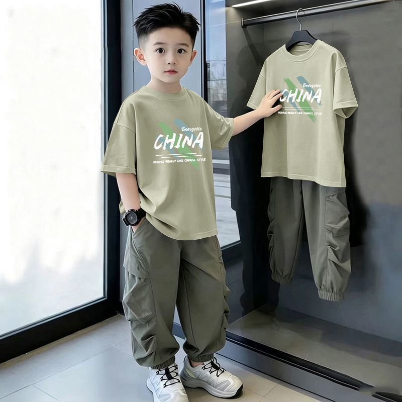 Casual Loose Printed Short Sleeve Letter T-Shirt for Kids