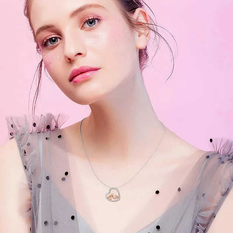 925 Sterling Silver Mama and Baby Horse Heart Mother Daughter Necklace for Women - Bellarte Enchanté 925 Sterling Silver Mama and Baby Horse Heart Mother Daughter Necklace for Women